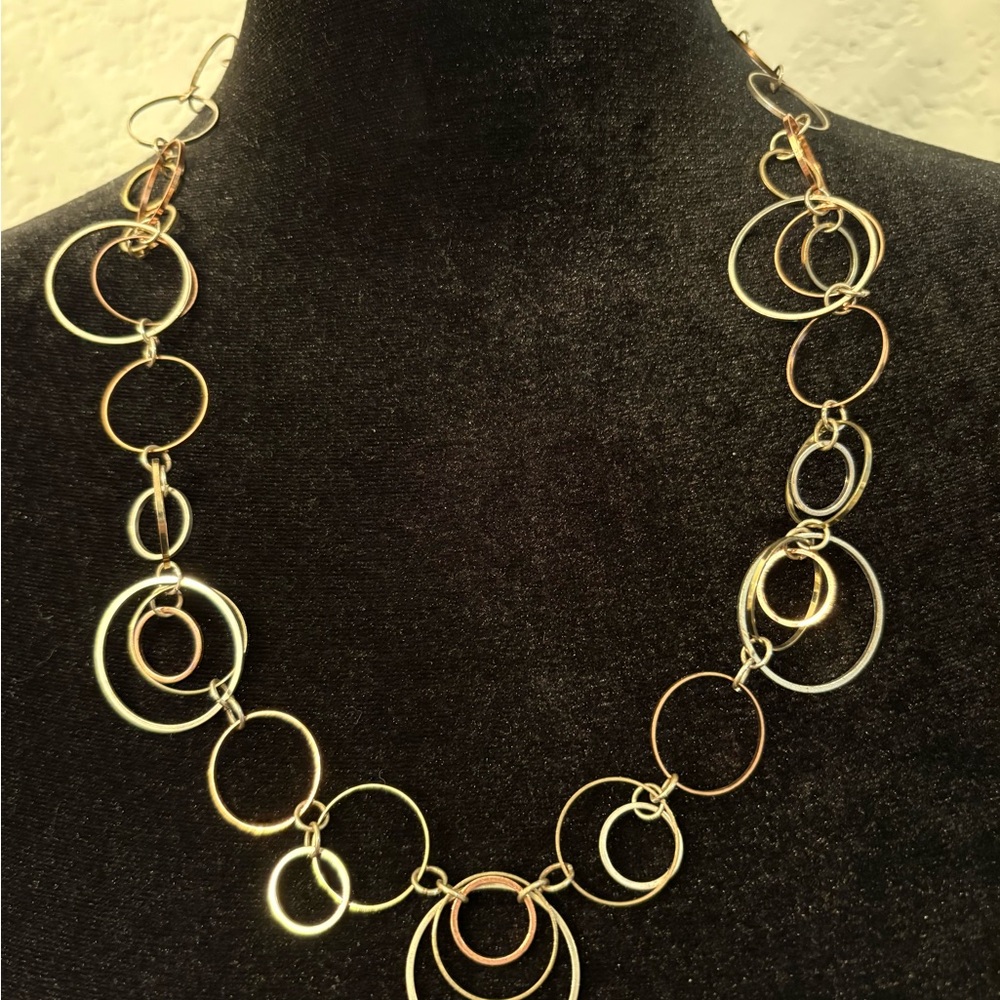 Gold and Silver Circle Necklace #350 - Picture 2 of 5